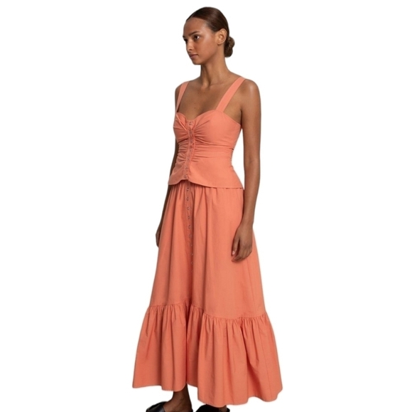 A.L.C Lilah Cotton Sweetheart Top, Size 6, Orange, NWT - Picture 3 of 15